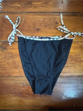 Burberry Black Bikini Bottom with Signature Check Tie-Sides
